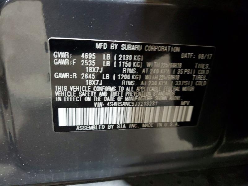 2018 Subaru Outback მანქანა იყიდება აუქციონზე, vin: 4S4BSANC9J3213231, აუქციონის ნომერი: 53694436