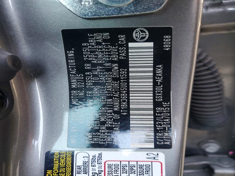 54317686 :رقم المزاد ، 4T1BK36B45U011592 vin ، 2005 Toyota Avalon مزاد بيع