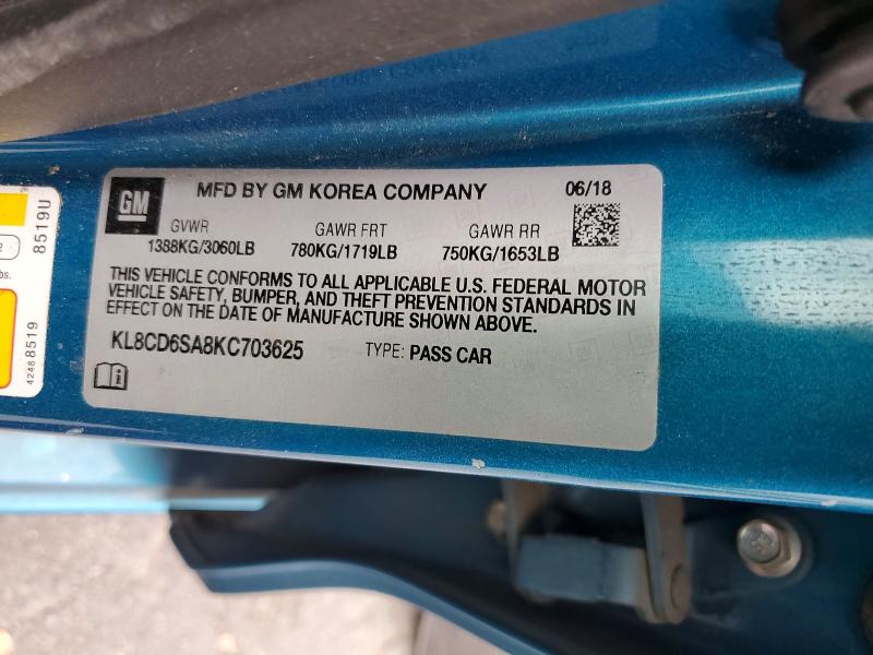 Aukcja sprzedaży 2019 Chevrolet Spark, vin: KL8CD6SA8KC703625, numer aukcji: 55298636
