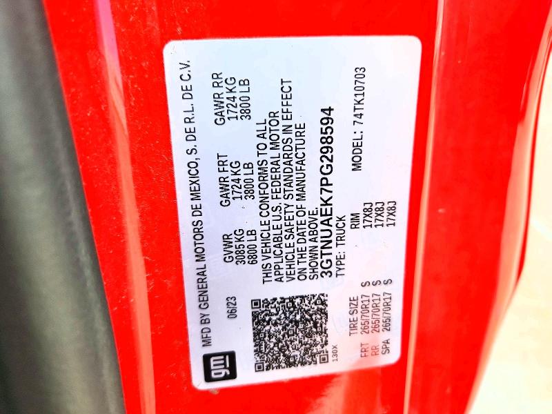 Aukcja sprzedaży 2023 Gmc Sierra, vin: 3GTNUAEK7PG298594, numer aukcji: 52370156