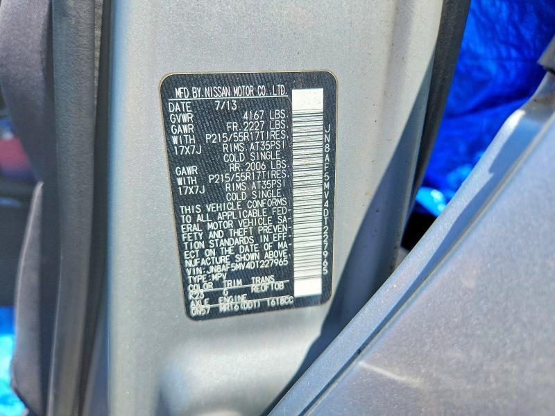 54949196 :رقم المزاد ، JN8AF5MV4DT227965 vin ، 2013 Nissan Juke مزاد بيع