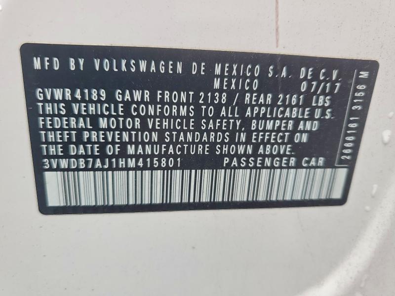 Продажа на аукционе авто 2017 Volkswagen Jetta, vin: 3VWDB7AJ1HM415801, номер лота: 54621006
