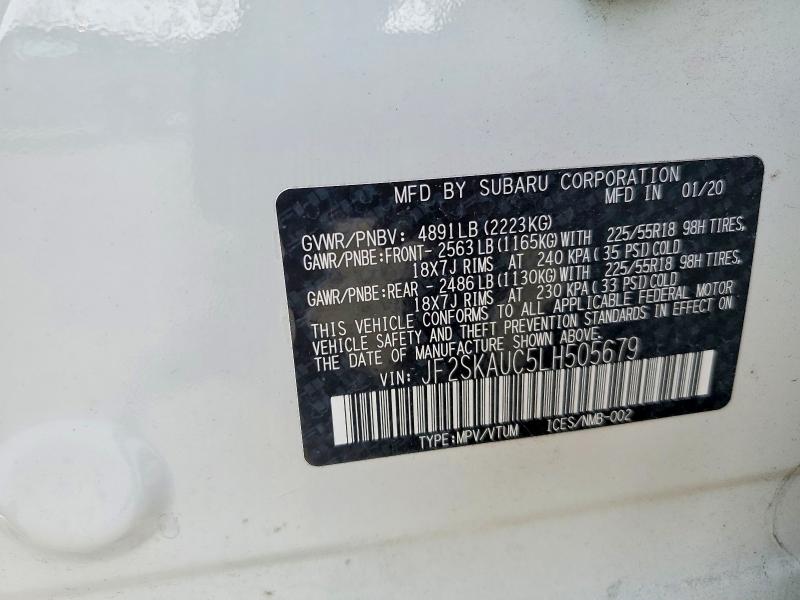 Продажа на аукционе авто 2020 Subaru Forester, vin: JF2SKAUC5LH505679, номер лота: 54658296