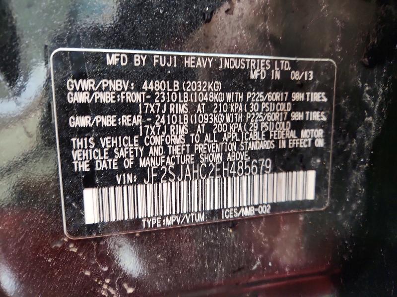 2014 Subaru Forester მანქანა იყიდება აუქციონზე, vin: JF2SJAHC2EH485679, აუქციონის ნომერი: 51665516