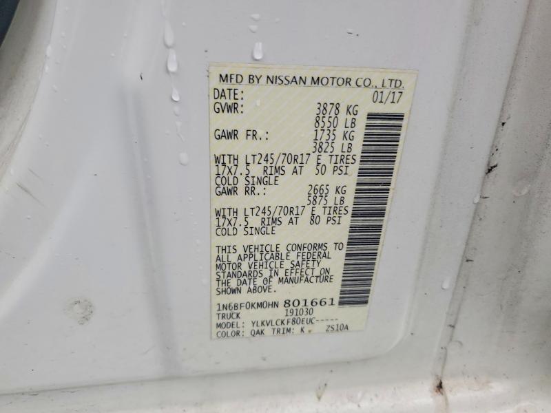54957366 :رقم المزاد ، 1N6BF0KM0HN801661 vin ، 2017 Nissan Nv مزاد بيع