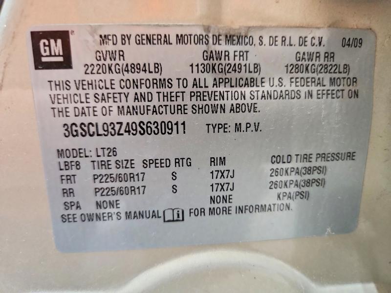 Aukcja sprzedaży 2009 Saturn Vue, vin: 3GSCL93Z49S630911, numer aukcji: 54830086