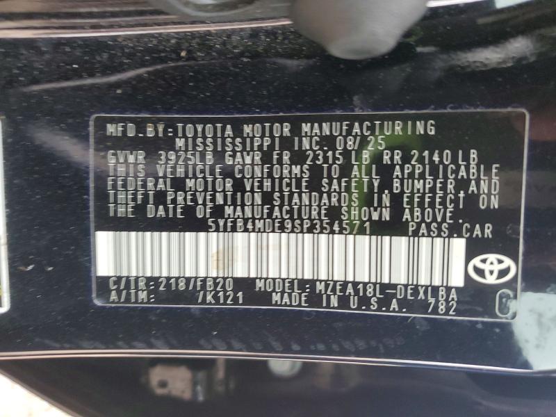 Aukcja sprzedaży 2025 Toyota Corolla, vin: 5YFB4MDE9SP354571, numer aukcji: 54782626