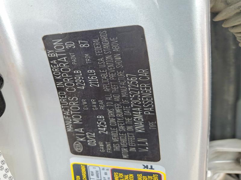 Auction sale of the 2012 Kia Optima, vin: KNAGM4A73C5272567, lot number: 55586176