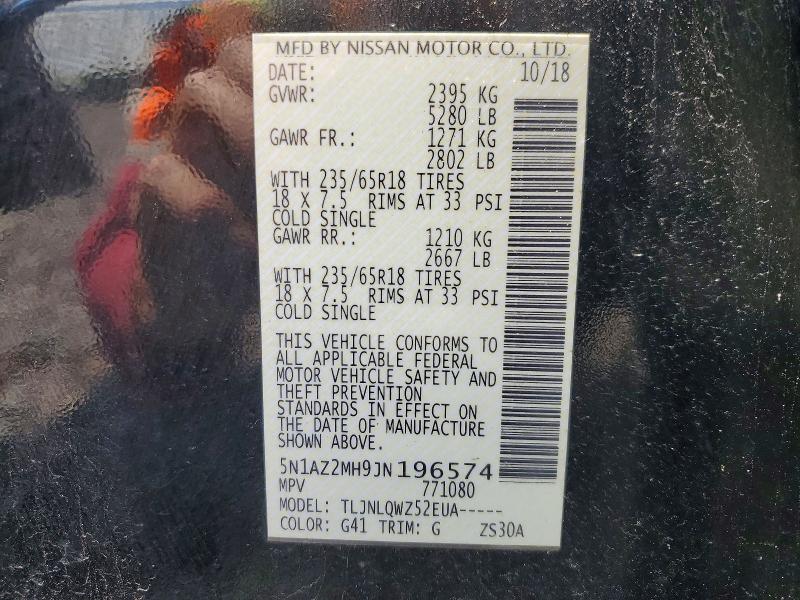 Продажа на аукционе авто 2018 Nissan Murano, vin: 5N1AZ2MH9JN196574, номер лота: 52703766