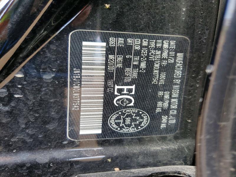 54465586 :رقم المزاد ، JN1BJ1CW0LW377542 vin ، 2020 Nissan Qashqai مزاد بيع