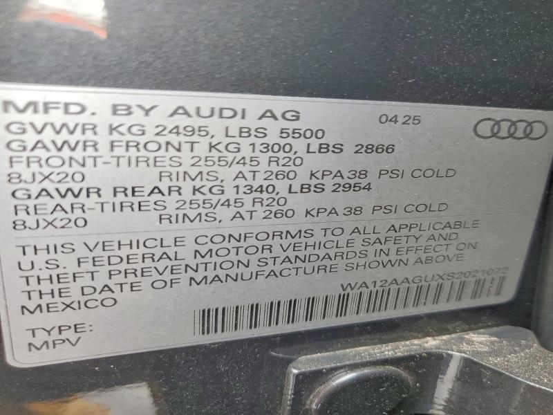 Aukcja sprzedaży 2025 Audi Q5, vin: WA12AAGUXS2021072, numer aukcji: 53512546