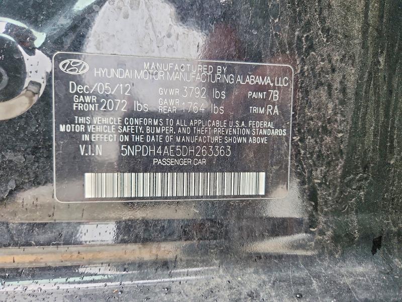 Aukcja sprzedaży 2013 Hyundai Elantra, vin: 5NPDH4AE5DH263363, numer aukcji: 54908906