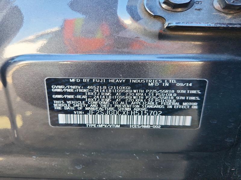 2015 Subaru Forester მანქანა იყიდება აუქციონზე, vin: JF2SJGDCXFH515702, აუქციონის ნომერი: 53262266