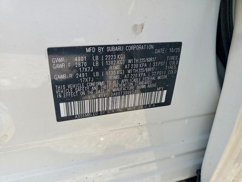 2026 Subaru Forester მანქანა იყიდება აუქციონზე, vin: 4S4SLDA60T3006535, აუქციონის ნომერი: 52317046