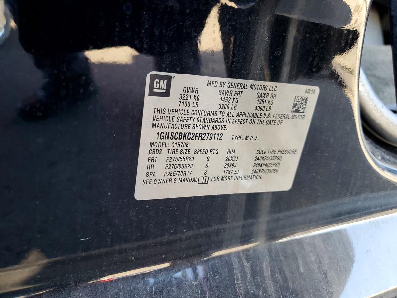 53030786 :رقم المزاد ، 1GNSCBKC2FR279112 vin ، 2015 Chevrolet Tahoe مزاد بيع
