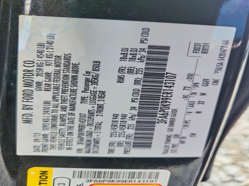 2014 Ford Fusion მანქანა იყიდება აუქციონზე, vin: 3FA6P0K99ER143107, აუქციონის ნომერი: 55031066
