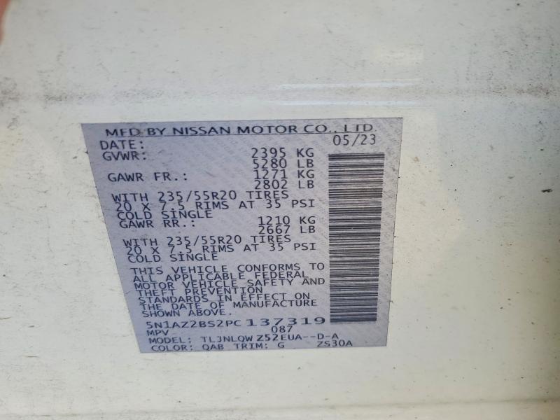 Aukcja sprzedaży 2023 Nissan Murano, vin: 5N1AZ2BS2PC137319, numer aukcji: 52589576