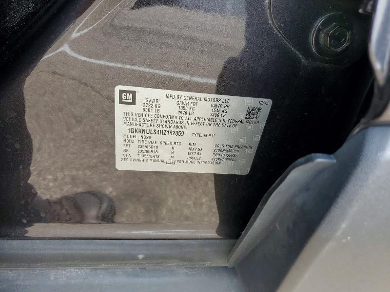 52058706 :رقم المزاد ، 1GKKNULS4HZ182859 vin ، 2017 Gmc Acadia مزاد بيع