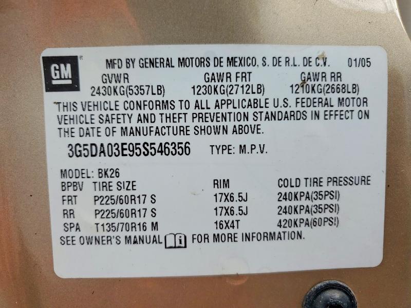 Продаж на аукціоні авто 2005 Buick Rendezvous, vin: 3G5DA03E95S546356, номер лоту: 53717806