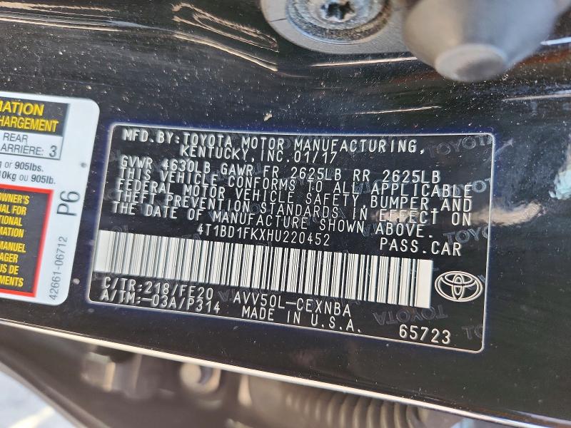 Продажа на аукционе авто 2017 Toyota Camry Hybrid, vin: 4T1BD1FKXHU220452, номер лота: 52479366