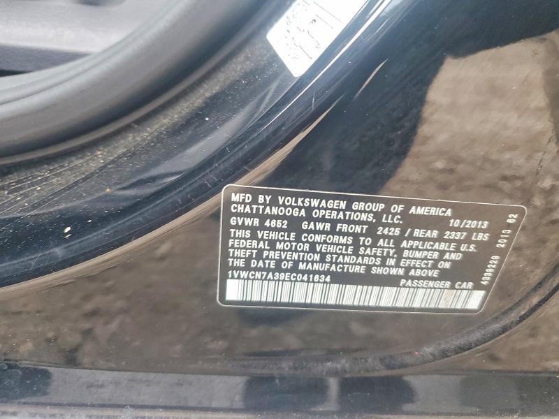 Aukcja sprzedaży 2014 Volkswagen Passat, vin: 1VWCN7A39EC041634, numer aukcji: 54831536