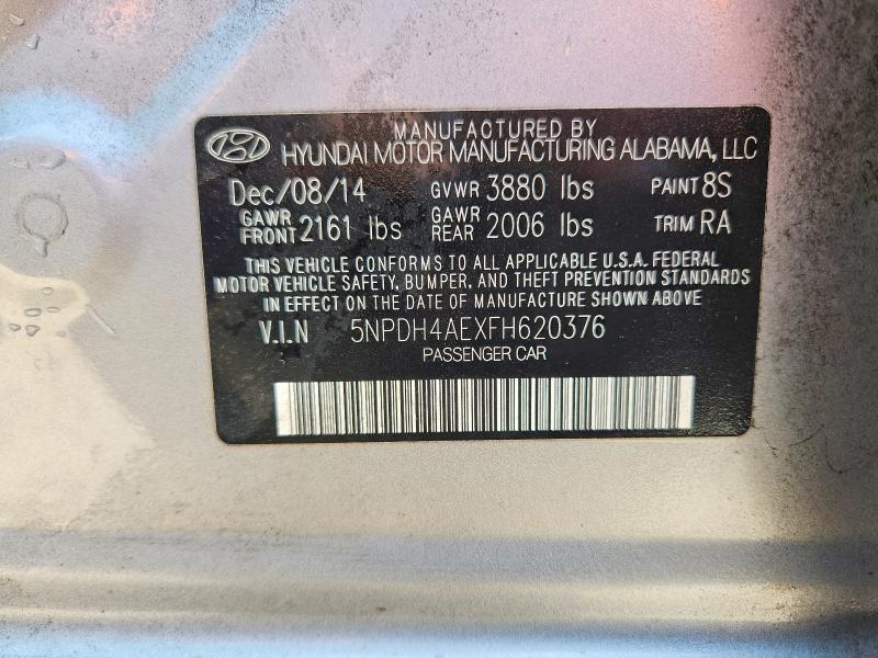 2015 Hyundai Elantra მანქანა იყიდება აუქციონზე, vin: 5NPDH4AEXFH620376, აუქციონის ნომერი: 55344936