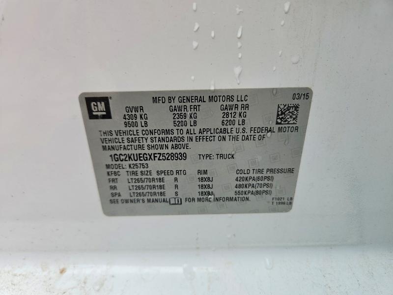 2015 Chevrolet Silverado მანქანა იყიდება აუქციონზე, vin: 1GC2KUEGXFZ528939, აუქციონის ნომერი: 53883466