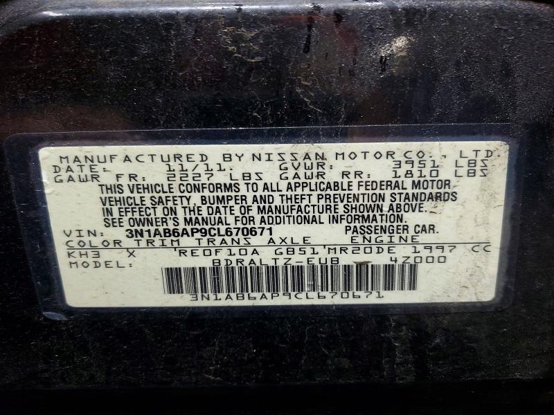 2012 Nissan Sentra მანქანა იყიდება აუქციონზე, vin: 3N1AB6AP9CL670671, აუქციონის ნომერი: 54527296