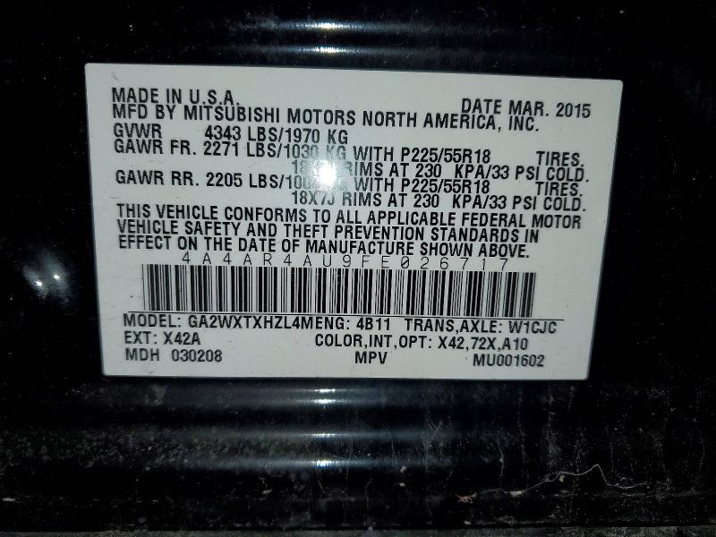 Aukcja sprzedaży 2015 Mitsubishi Outlander Sport, vin: 4A4AR4AU9FE026717, numer aukcji: 52205776