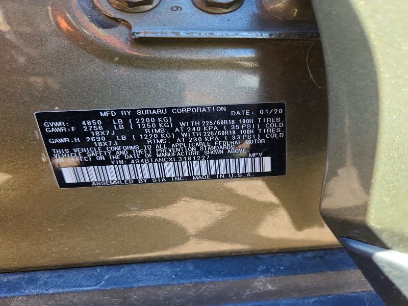 Aukcja sprzedaży 2020 Subaru Outback, vin: 4S4BTANCXL3181227, numer aukcji: 53065426