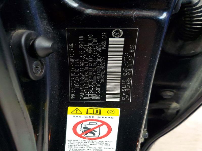 Aukcja sprzedaży 2017 Lexus Es, vin: 58ABK1GG1HU053519, numer aukcji: 55375396