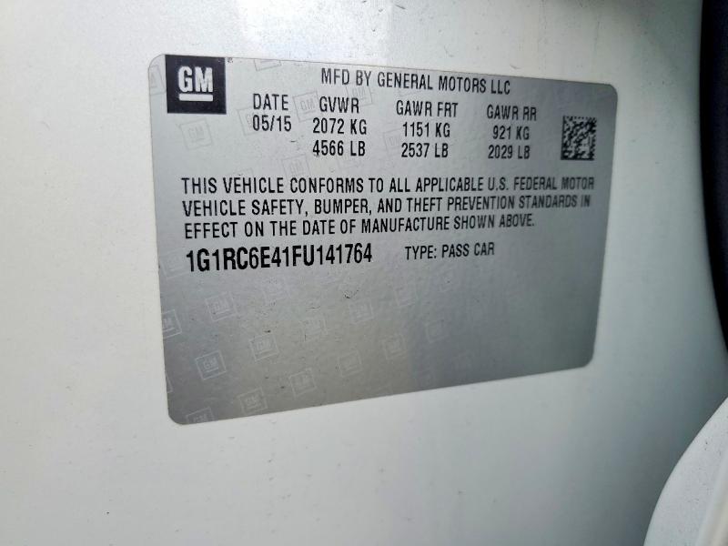2015 Chevrolet Volt მანქანა იყიდება აუქციონზე, vin: 1G1RC6E41FU141764, აუქციონის ნომერი: 52080946
