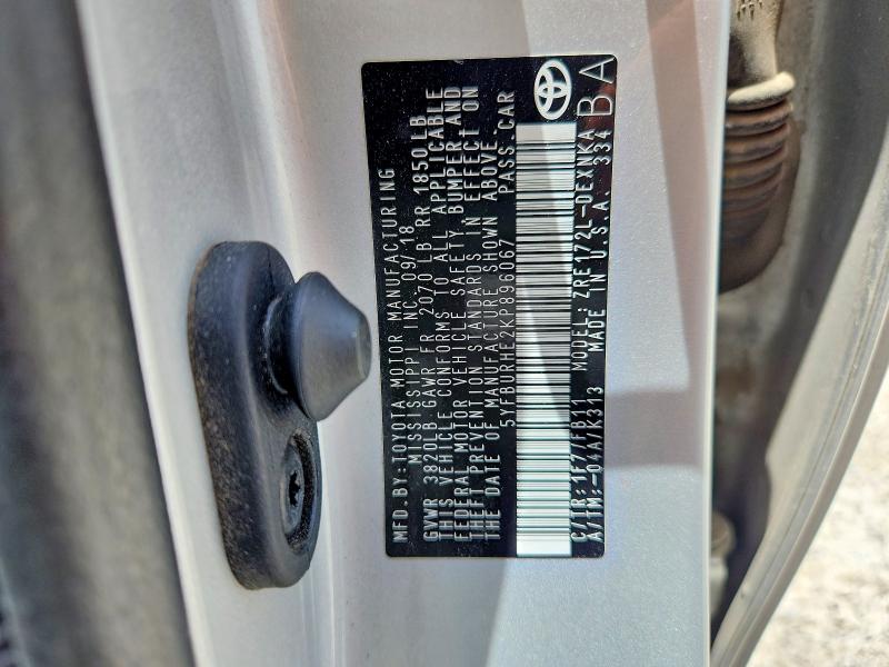 Продажа на аукционе авто 2019 Toyota Corolla, vin: 5YFBURHE2KP896067, номер лота: 54672086