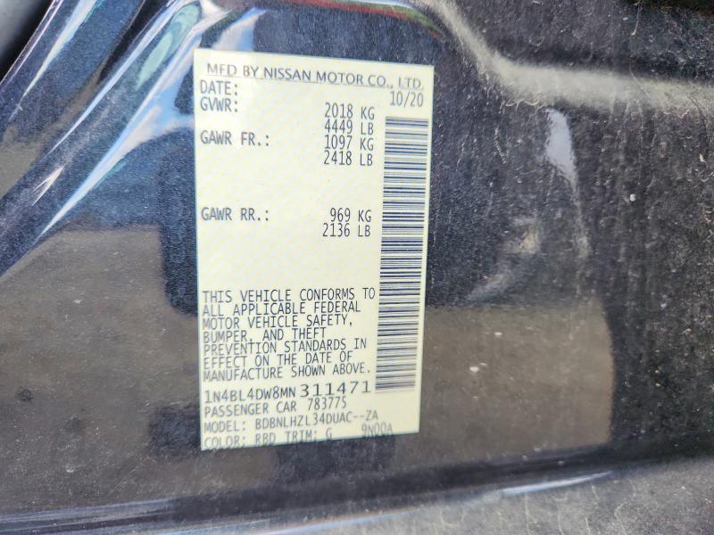 Aukcja sprzedaży 2021 Nissan Altima, vin: 1N4BL4DW8MN311471, numer aukcji: 52911376