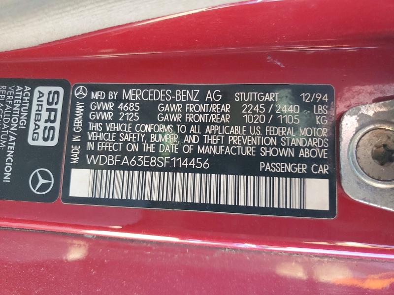 Продажа на аукционе авто 1995 Mercedes-benz Sl, vin: WDBFA63E8SF114456, номер лота: 53109606