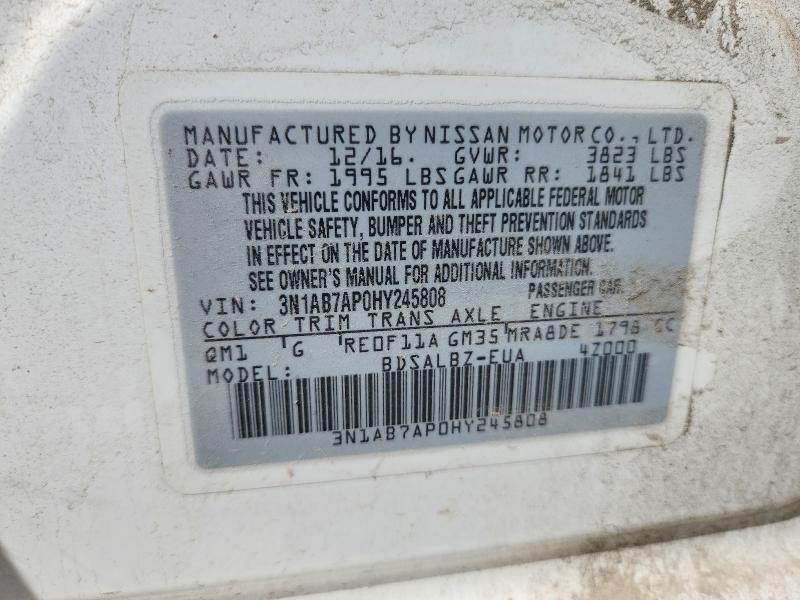 54074526 :رقم المزاد ، 3N1AB7AP0HY245808 vin ، 2017 Nissan Sentra مزاد بيع