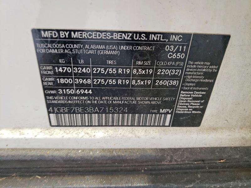 Aukcja sprzedaży 2011 Mercedes-benz Gl, vin: 4JGBF7BE3BA715324, numer aukcji: 55098516