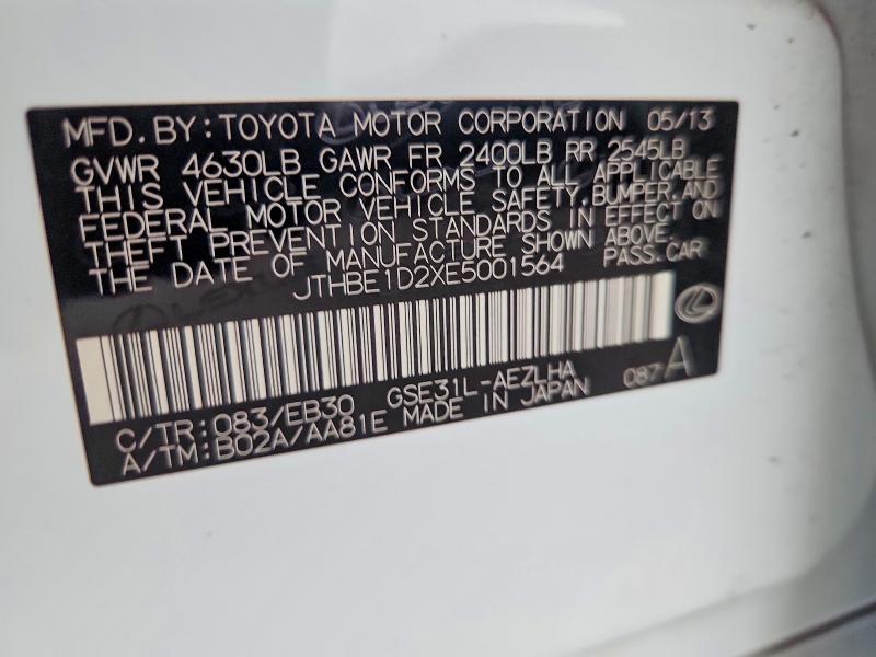 Aukcja sprzedaży 2014 Lexus Is, vin: JTHBE1D2XE5001564, numer aukcji: 54272816