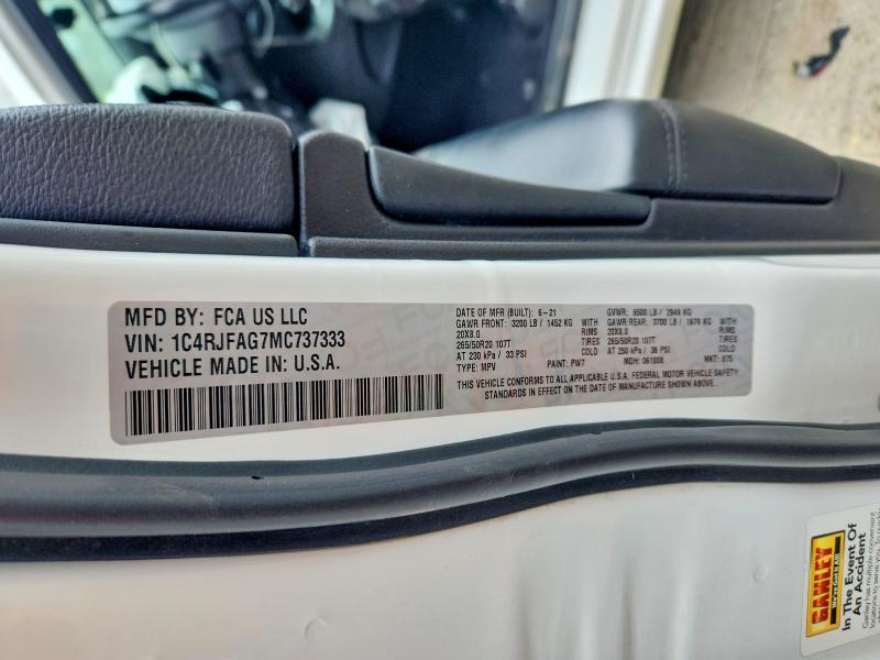 Продаж на аукціоні авто 2021 Jeep Grand Cherokee, vin: 1C4RJFAG7MC737333, номер лоту: 53182866