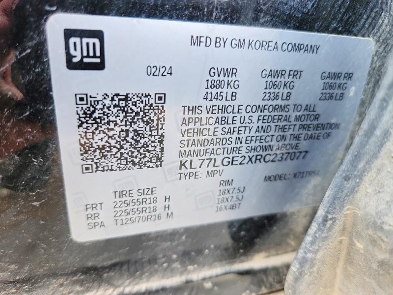 Aukcja sprzedaży 2024 Chevrolet Trax, vin: KL77LGE2XRC237077, numer aukcji: 53448696