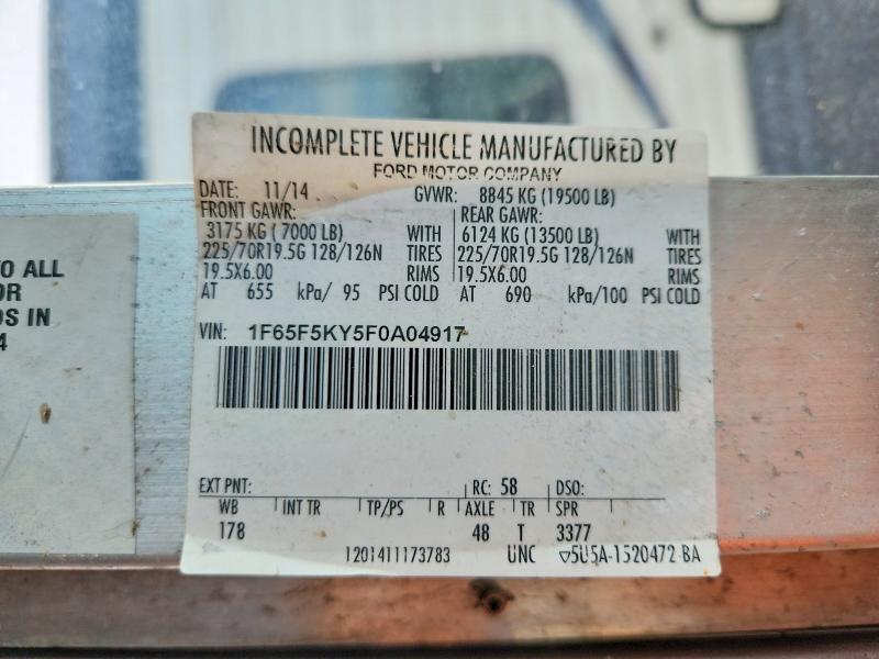2015 Ford F59 მანქანა იყიდება აუქციონზე, vin: 1F65F5KY5F0A04917, აუქციონის ნომერი: 51887586