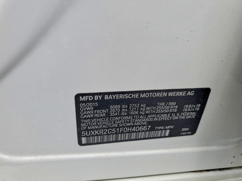 Продаж на аукціоні авто 2015 Bmw X5, vin: 5UXKR2C51F0H40667, номер лоту: 53835826