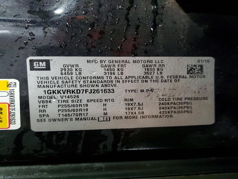 Aukcja sprzedaży 2015 Gmc Acadia, vin: 1GKKVRKD7FJ261633, numer aukcji: 53550996