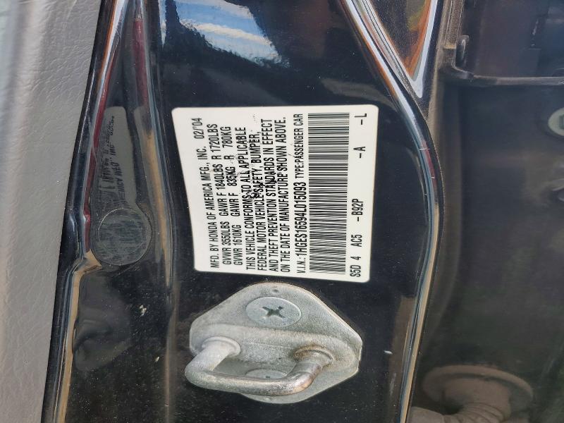 Продажа на аукционе авто 2004 Honda Civic, vin: 1HGES16594L015093, номер лота: 53911506