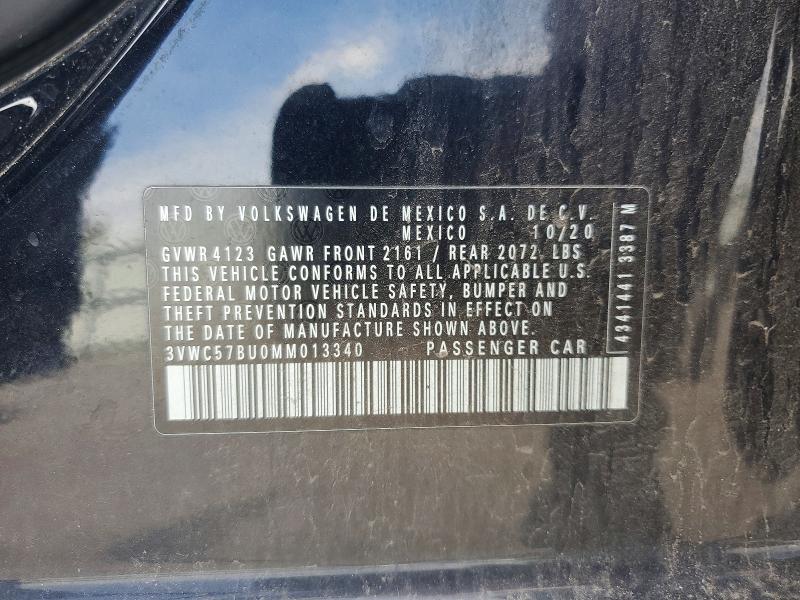 Продажа на аукционе авто 2021 Volkswagen Jetta, vin: 3VWC57BU0MM013340, номер лота: 53340766