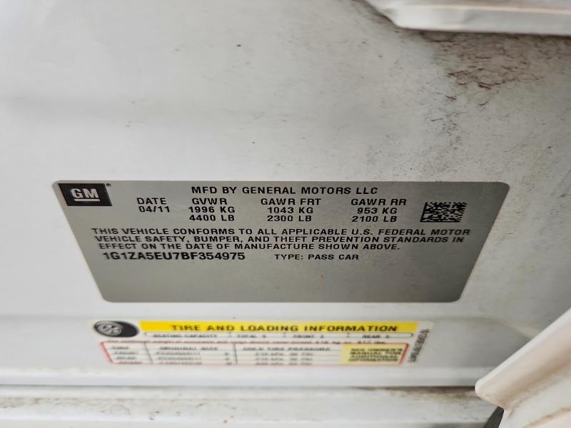 52358656 :رقم المزاد ، 1G1ZA5EU7BF354975 vin ، 2011 Chevrolet Malibu مزاد بيع