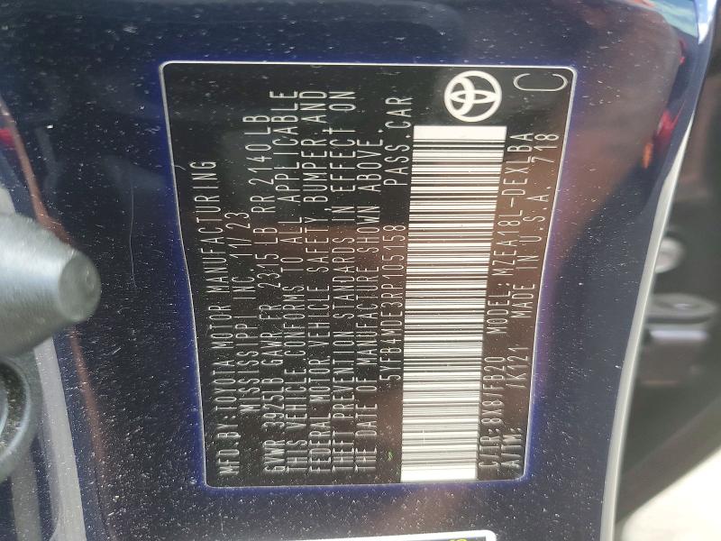 52379256 :رقم المزاد ، 5YFB4MDE3RP105158 vin ، 2024 Toyota Corolla مزاد بيع