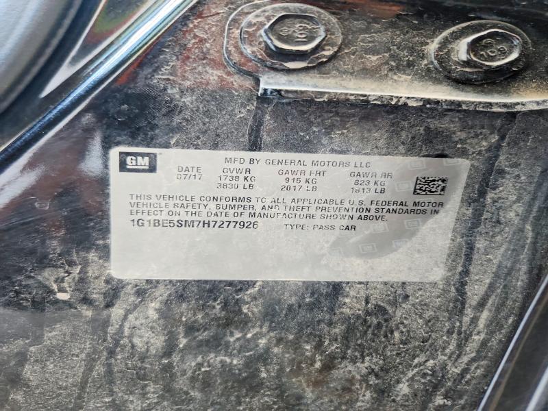 2017 Chevrolet Cruze მანქანა იყიდება აუქციონზე, vin: 1G1BE5SM7H7277926, აუქციონის ნომერი: 55057296