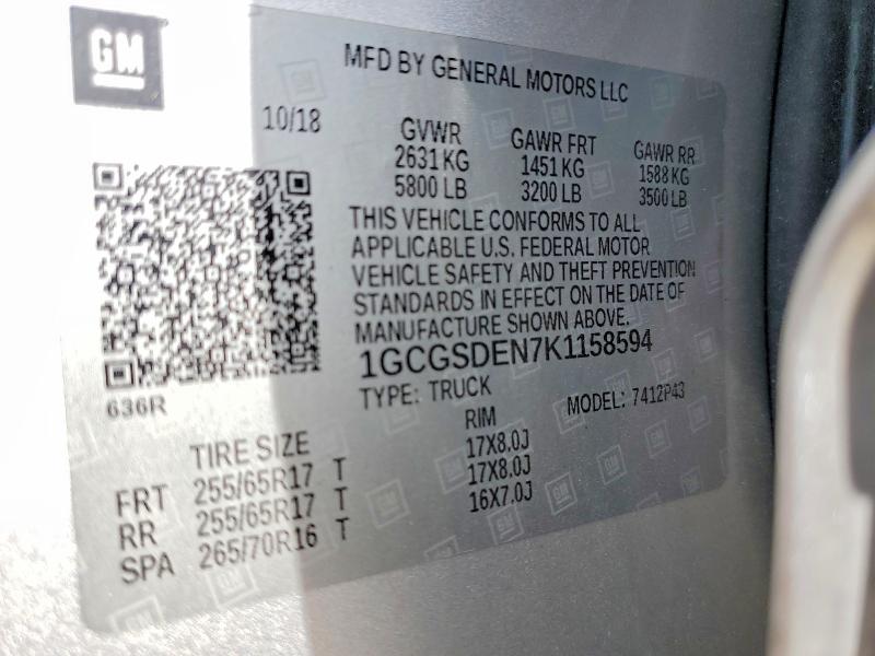 Продаж на аукціоні авто 2019 Chevrolet Colorado, vin: 1GCGSDEN7K1158594, номер лоту: 55065626