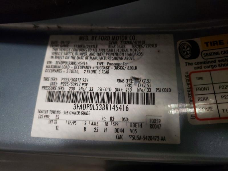 Продаж на аукціоні авто 2011 Ford Fusion, vin: 3FADP0L33BR145416, номер лоту: 53928666